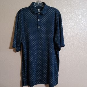 Men's Navy Polka Dot Polo Shirt
